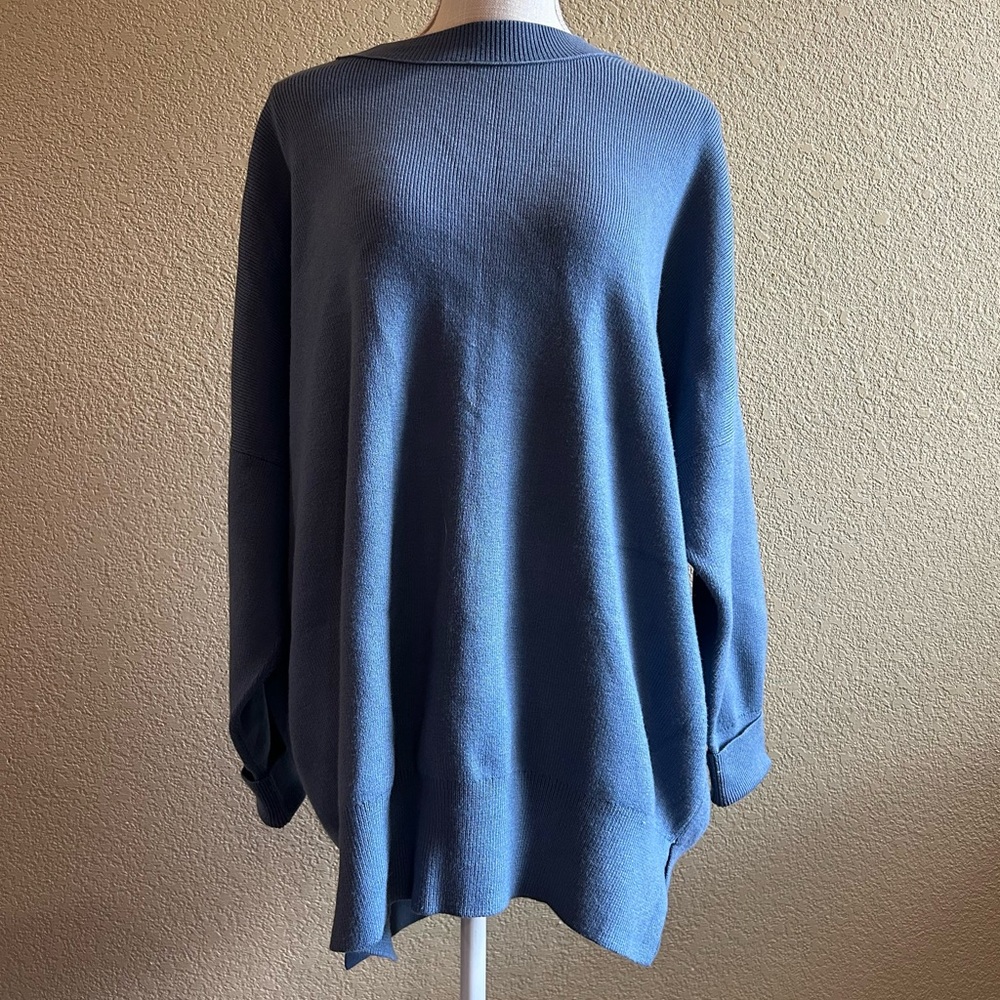Abercrombie & Fitch Oversized Ribbed Blue Crewneck Sweater XL